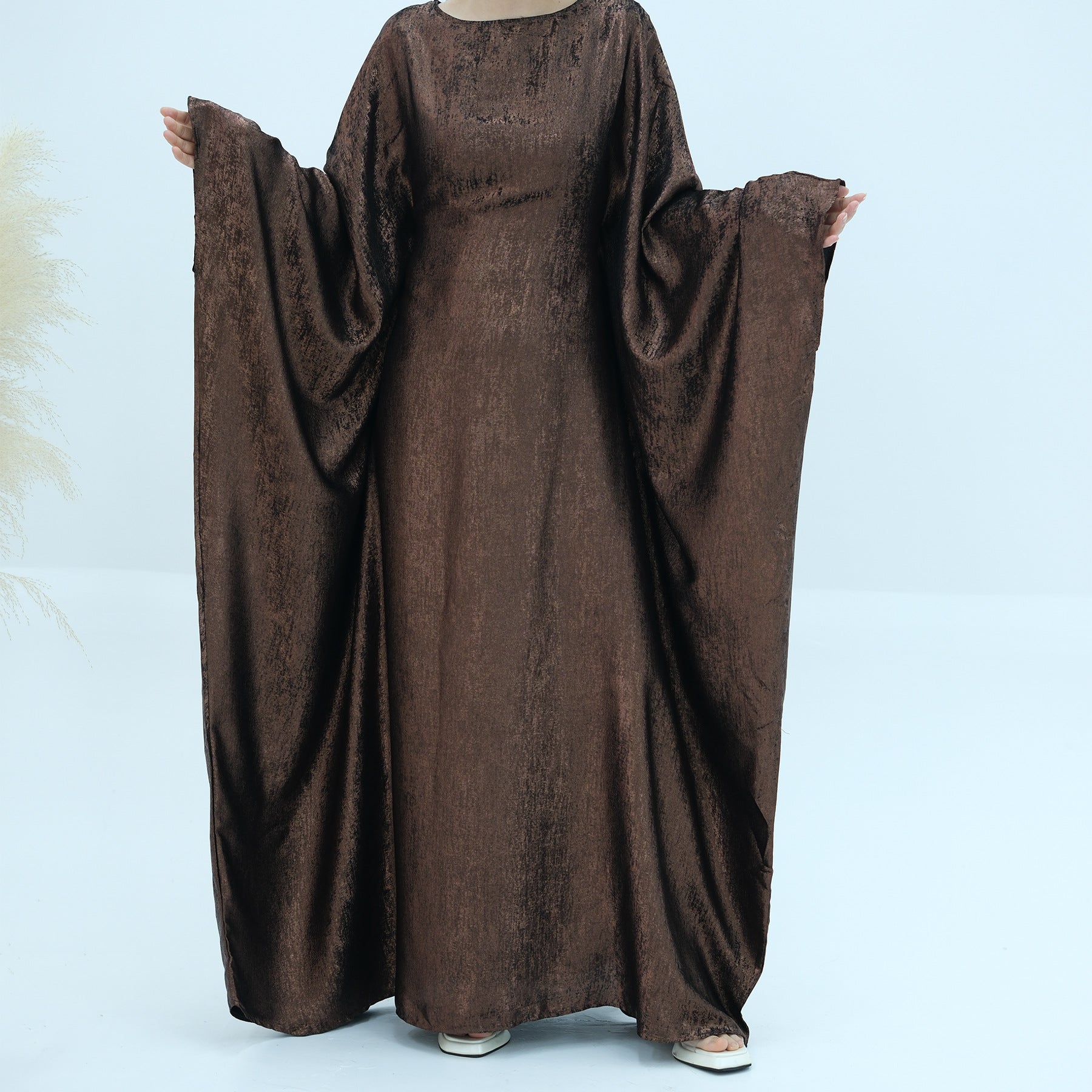 Shiny Batwing Satin Maxi Abaya - Luxury 2024 Dubai Kaftan | Long Moroccan Caftan Dress