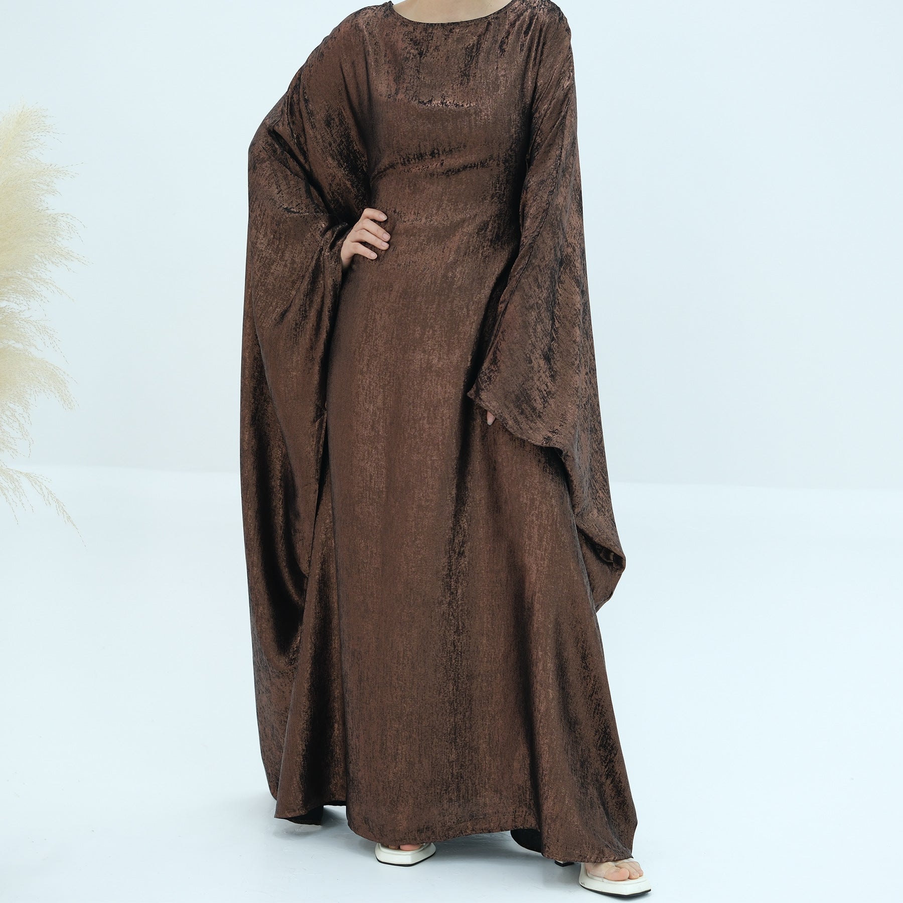 Shiny Batwing Satin Maxi Abaya - Luxury 2024 Dubai Kaftan | Long Moroccan Caftan Dress