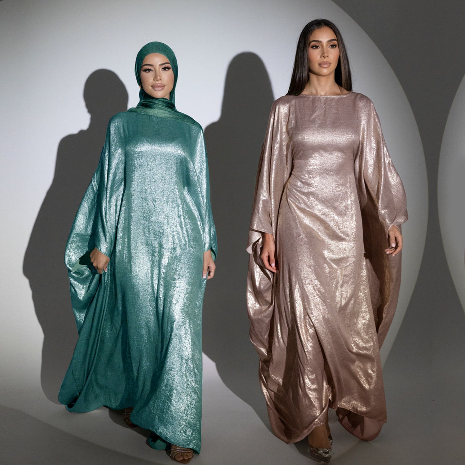 Shiny Batwing Satin Maxi Abaya - Luxury 2024 Dubai Kaftan | Long Moroccan Caftan Dress