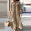 2024 Summer Cotton Linen Loose Shirt Dress - Black Oversized Long Sleeve Casual Elegance